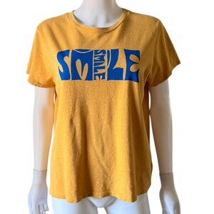Mother Anthropologie The Sinful Smile Crewneck Tee Yellow XL NEW
